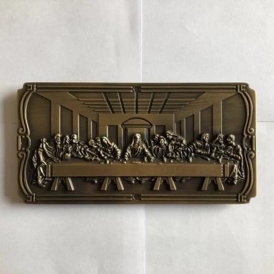 Placa de identificação 18 * 6 Cm da última ceia do metal da decoração do caixão do hardware do caixão DN01