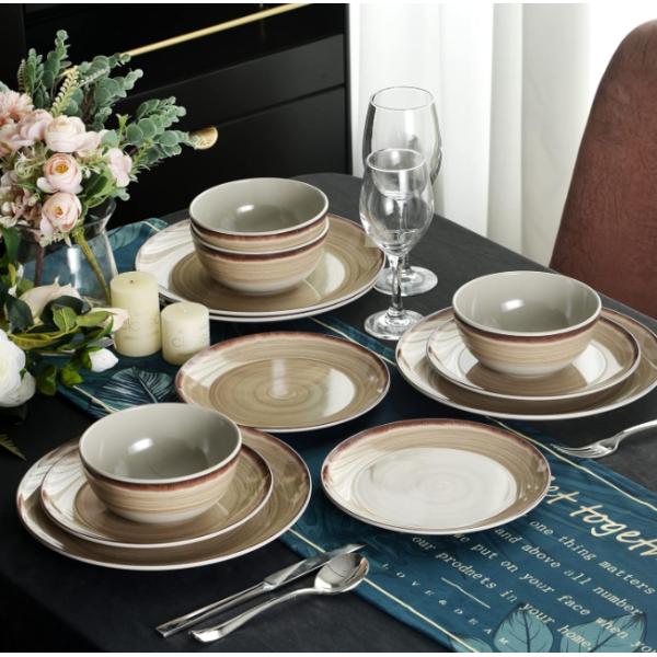 Brown Color Plates Melamine Set Chip Free Round