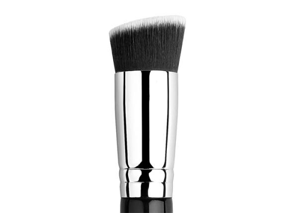 Short Handle Beveled Kabuki Luxury Makeup Brushes With High Grace Duo Color Vegan Taklon