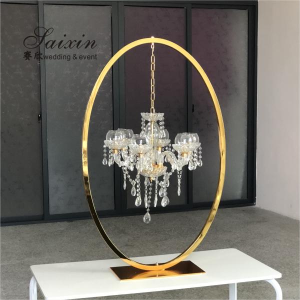 ZT-407V decoración de eventos al por mayor soporte oval cristal lámpara de cristal piezas centrales