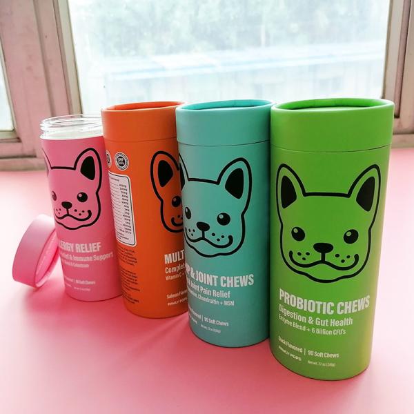 Os alimentos para animais de estimação de CMYK podem frasco plástico do ANIMAL DE ESTIMAÇÃO interno de Cat Treat Packaging Round Composite do cão