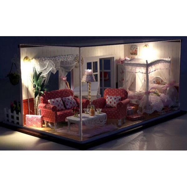 Dollhouse, DIY Lights House, Wooden Model, Education Romantic Full House, building model