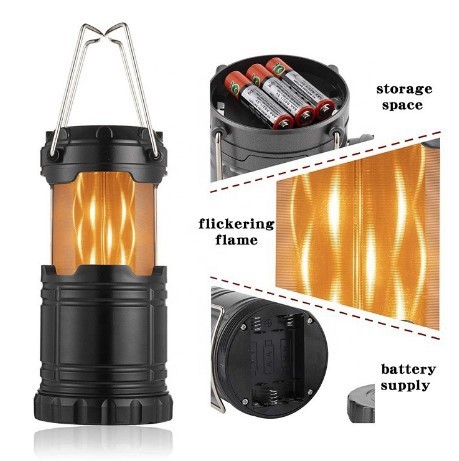 2023 New Telescopic Convenient Hook Lantern Dual Color Flame Flashing Torch Lantern Classic Mini Tent Light