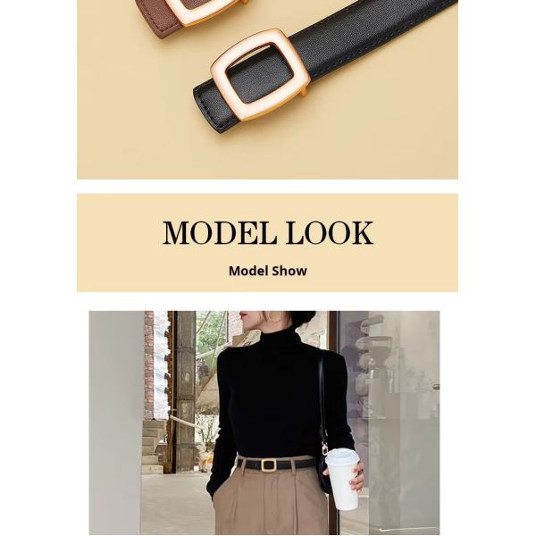 2026 New Trendy Genuine Leather  Women's Alloy Buckle Belt Hot Sale Lady or Girl Skinny  Belt