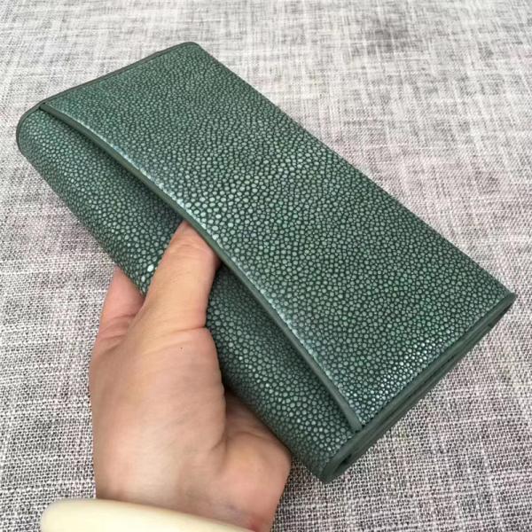 Authentic Smooth Stingray Skin Lady Large Wallet Genuine Leather Female Clutch Coin Purse Women Long Card Holders