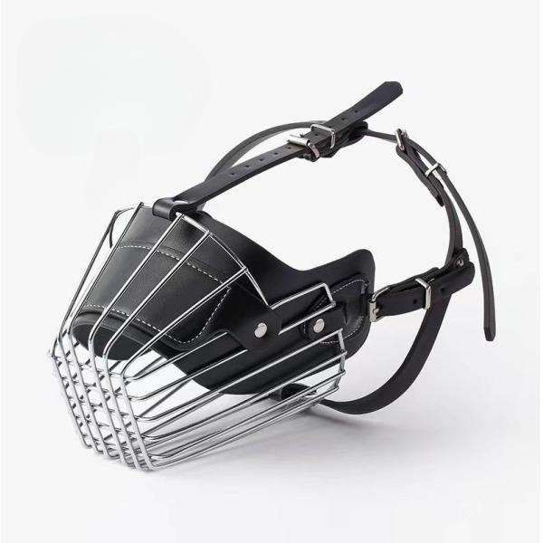 Metal and Leather Durable Basket Dog Muzzle for Large Dogs Anti-Biting