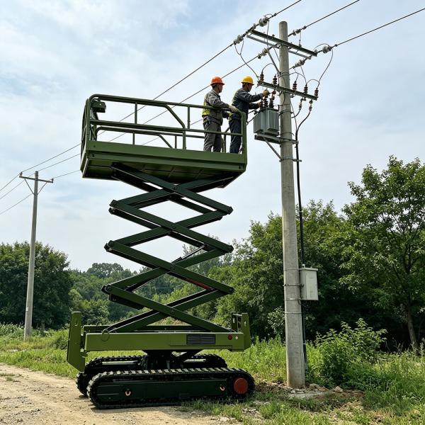Double Stage Balanced Tracked Scissor Lift Border Fortification And Tactical Hillside Defense Hub