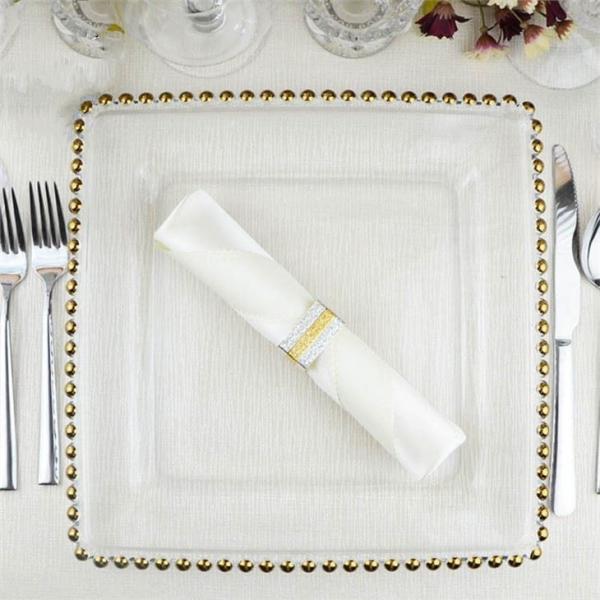 Wedding Table Decoration Gold Square Glass Plate 12 Inch