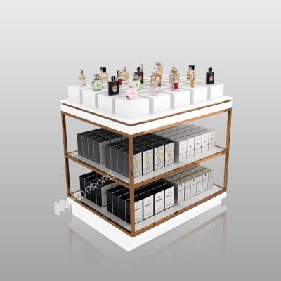 High-Quality Perfume Store Shelf  Platinum Wooden Water Table For Space-Saving Beauty Shop Display Rack And Skincare Store Fitting
