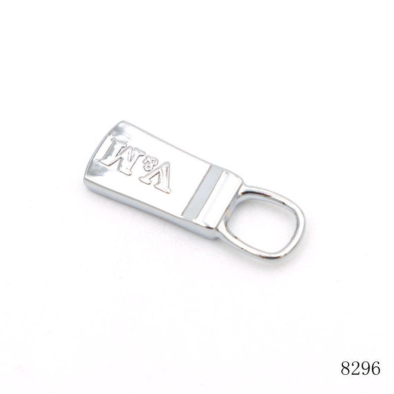 Custom Metal Zipper Pull with Embossed Logo for Bags | Zinc Alloy Hardware