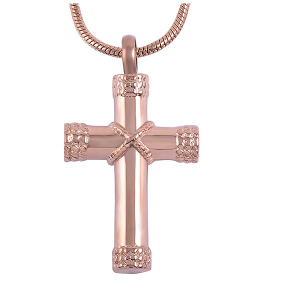Stainless Steel Cross Pendant Necklace for Ashes Urn Cremation Religious Keepsake