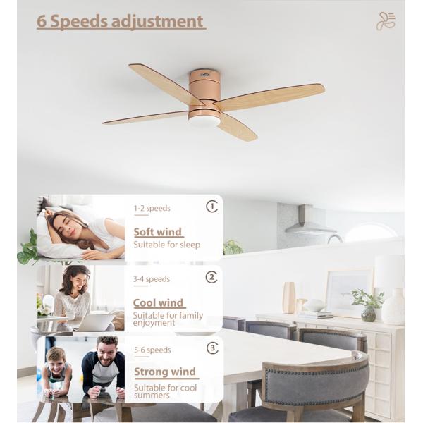 Ventilador de teto LED de 4 lâminas para interiores com iluminação apagável de 110-230V a comando remoto
