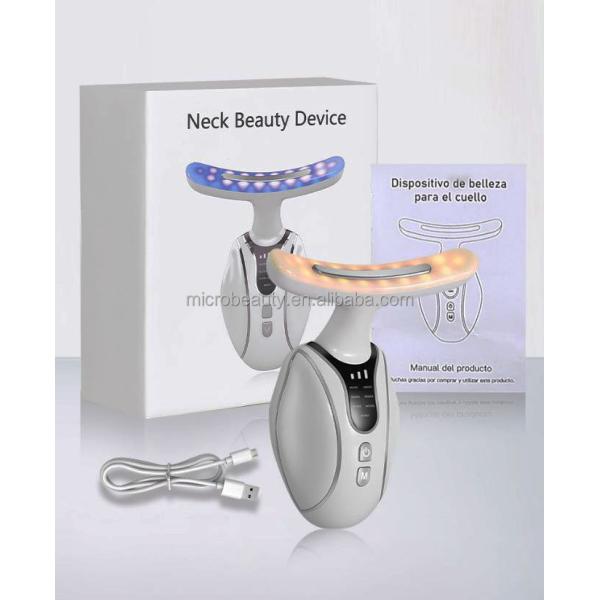Mujeres Masajista de elevación de cara y cuello LED Fotonoterapia EMS Masajista de elevación facial