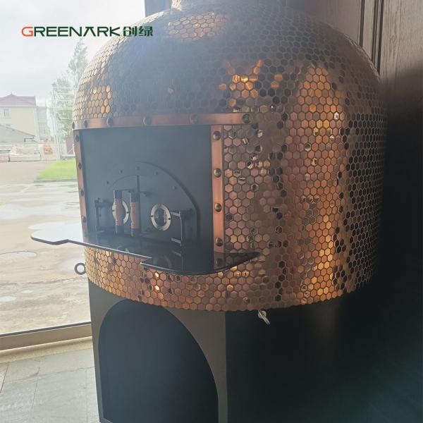 Horno de pizza redondo a leña de 1500 kg con base de roca volcánica