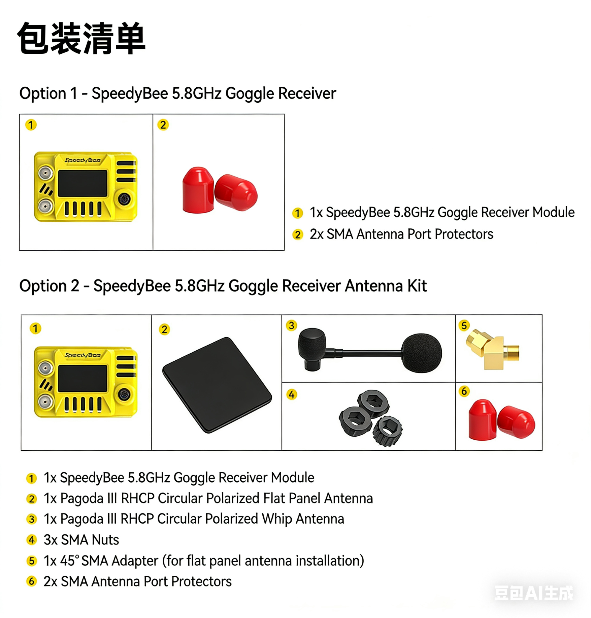 SpeedyBee 5.8GHz goggles receiver with dual built-in receivers For FPV Goggles