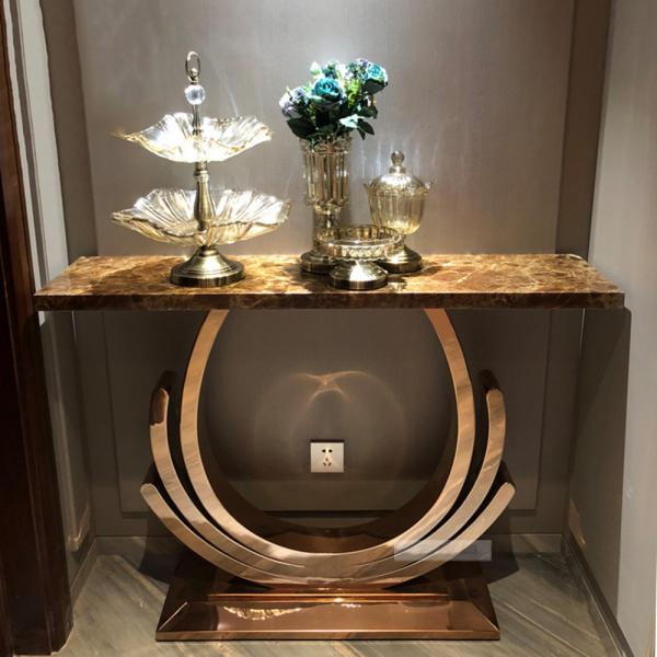 Odette Marble Top Hall Table Luxury Modern Furnitures Titanium For Living Room