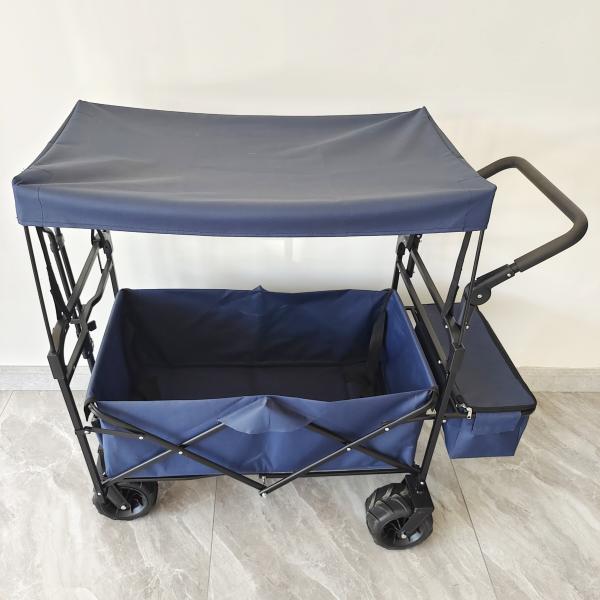 Collapsible Camping Cart Beach Trolley Cart With Roof Dollies Folding Wagon