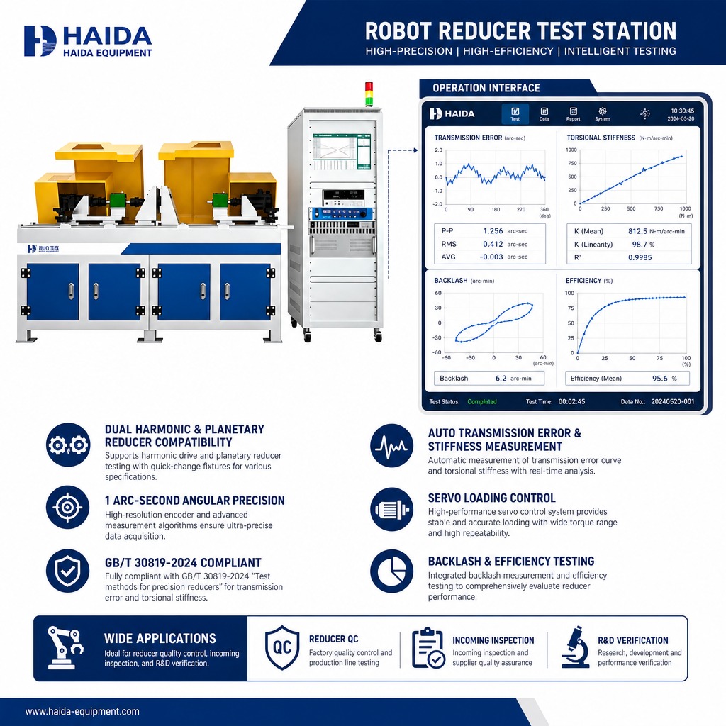 HD Robot Reducer Test Station Harmonic Planetary Gearbox Testing Machine Transmission Error Backlash Stiffness 1 Arc Second