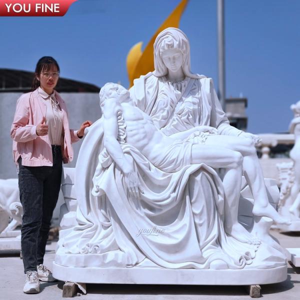 Western Marble Jesus and Mary Statue - Michelangelo's Pieta Reproduction
