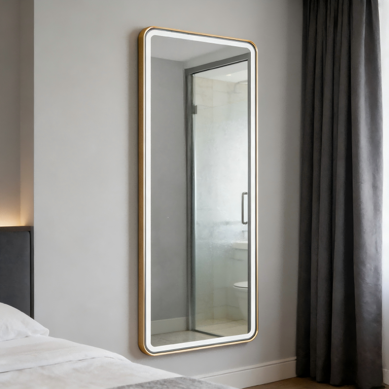 Factory Direct Sales Frameless LED Lamp Mirror Bedroom Dresser Full Body Mirror High Definition Rectangular Hotel Wall Mirror