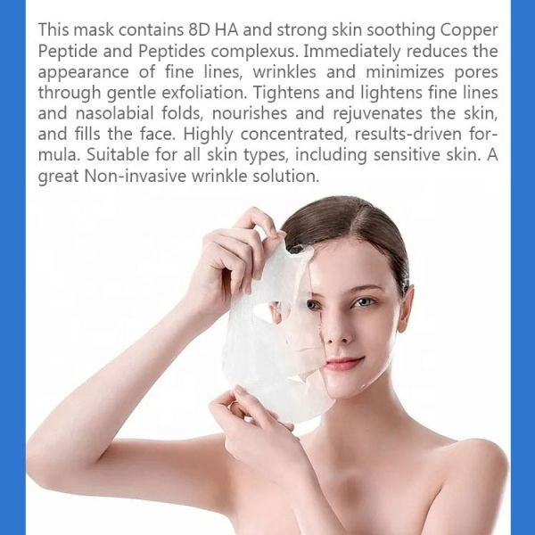 OEM Factory Microneedling Care HA Blue Copper Peptide Skin Care Mask Hyaluronic Acid Facial Mask for Face Nose Repair Free