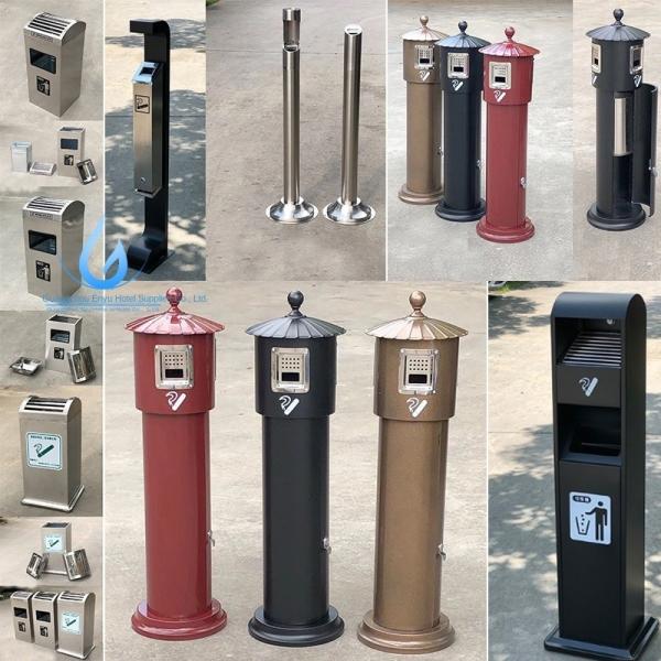 Thicken and Fixable Ground Column Smoking Area, Cigarette Butt Column, Public Stainless Steel Smoke Eliminator Trash Can