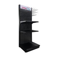 Estante de exhibición de herramientas metálicas para tiendas de comestibles con panel trasero perforado y capa de polvo de acabado Capacidad de carga 50-100kgs