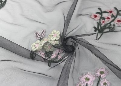 Multi Colored Floral Lace Fabric For Dress Gown / Embroidered Bridal Lace