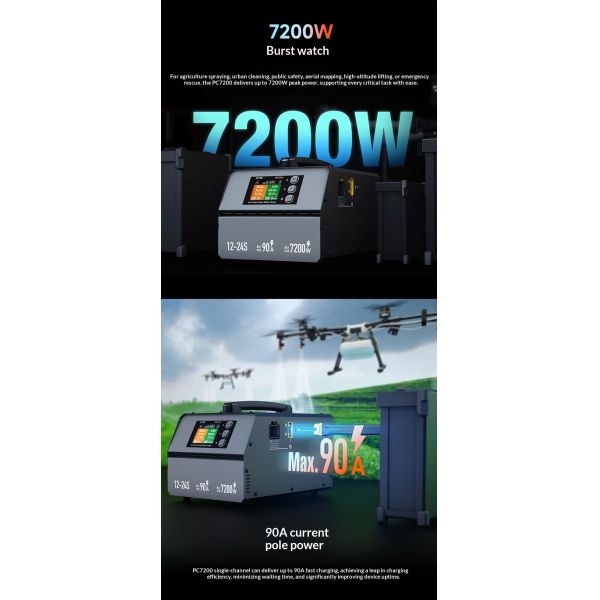 7200W Dual Channel Lipo Battery Charger 1A - 45A Lipo Drone Battery Charger