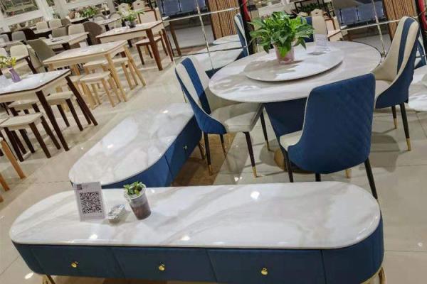 Modern Style Faux Marble Coffee Table With Leather Chairs Good Hand Feeling