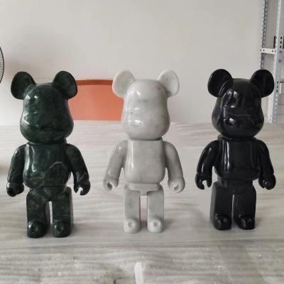 Adornos de estatua de oso BearBrick de mármol personalizados y decorativos de lujo, oso violento, mármol para la decoración del hogar