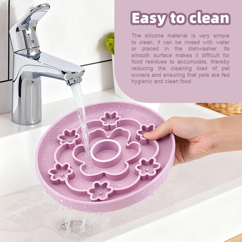 Anti-Choking Eco-friendly Silicone Solid Pattern Slow Feeder Dog Bowl with Suction Cup for Dogs