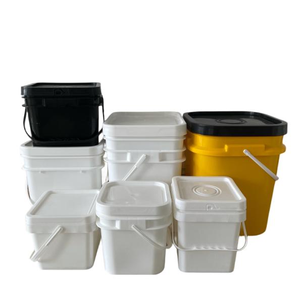 1L-25L Square Plastic Buckets With Handle Round White Bucket for Chemical Printing IML