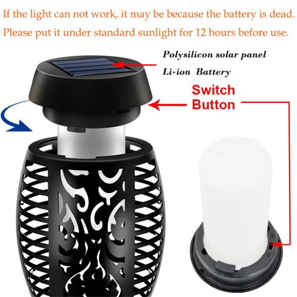 LED Solar Garden Light Flickering LED Landscape IP65 Waterproof Lawn Lamp Path Lighting Solar Outdoor Light