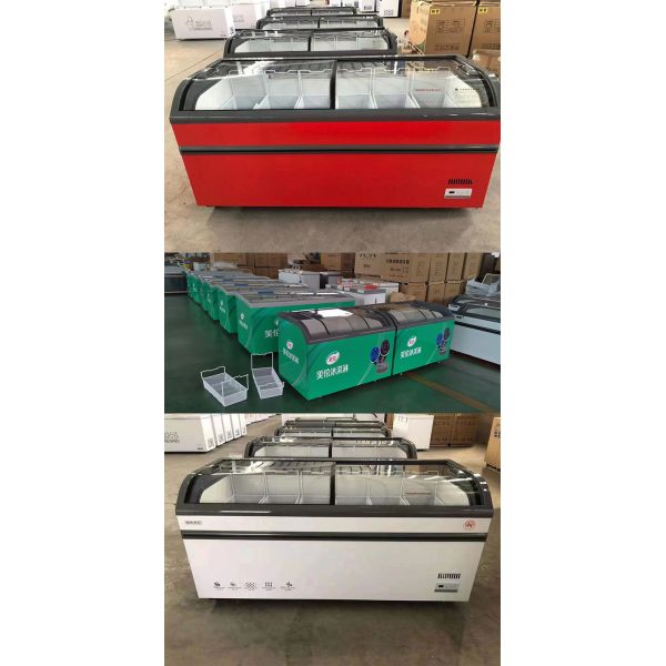 Energy Efficiency Glass Top Display Freezer Horizontal Island Refrigerator