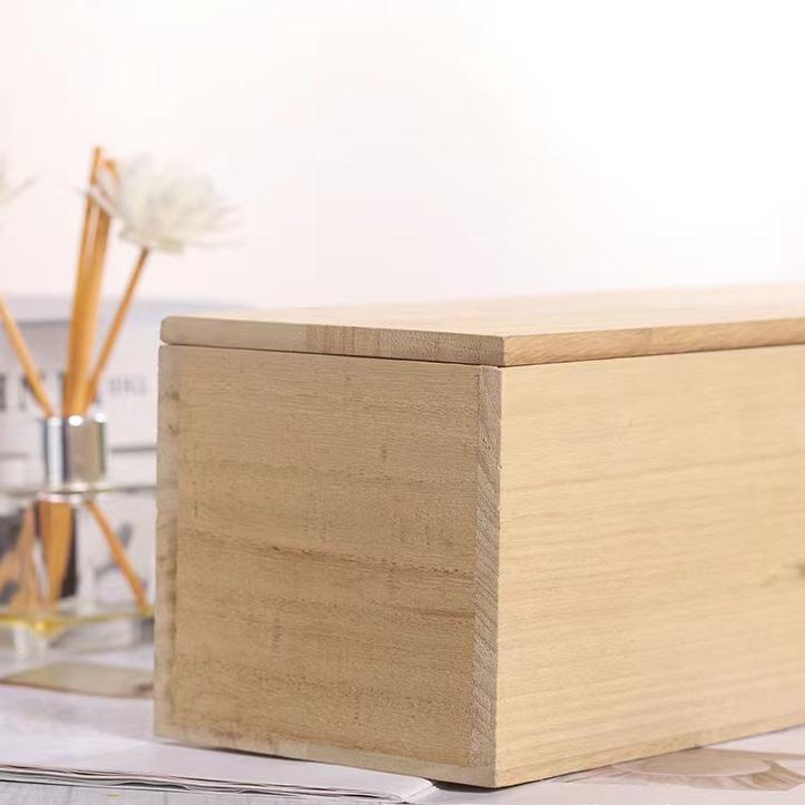 Hot Selling Wooden Compartmentalized Tea Gift Packing Box with Cover Desktop Items Storage Box Solid Wood Household Sorting Box