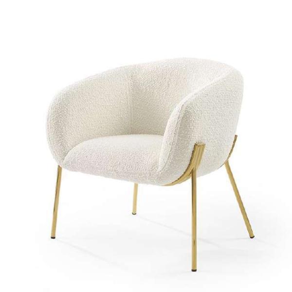 Soft Velvet Modern Single Seater Chair Anti Fading White Color