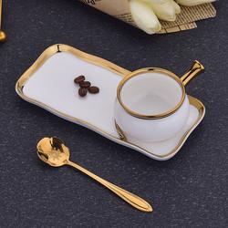 Tea Nordic Gold Rim Ceramic Coffee Cup With Dessert Snack Tray