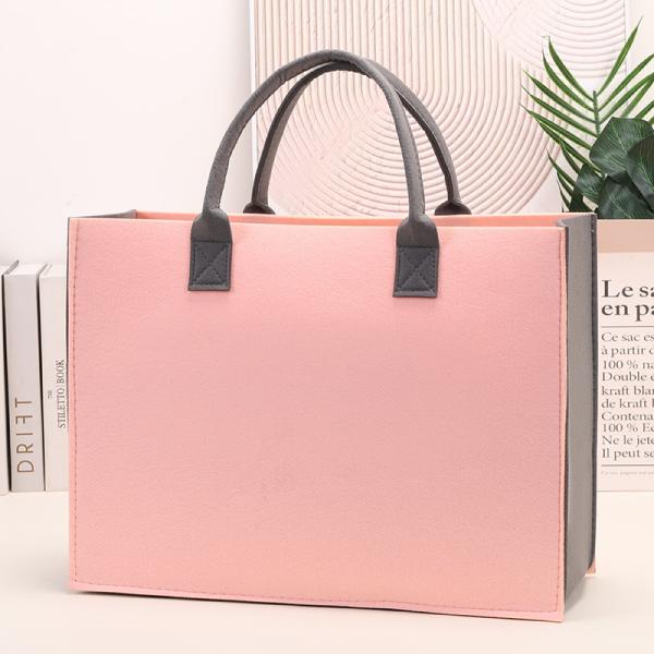Felt Tote Bag Reusable Lightly Heavy Duty Grocery Tote Bag With Handles Shopping Felt Bags Wholesale Custom Simple Letter Logo Eco-Friendly Durable Multi-Scenario Suitable Felt Shopping Tote Bag
