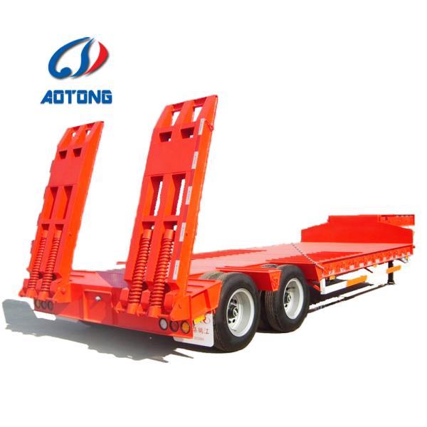 60T Max Payload Steel 2 Axles Lowboy Flatbed Semi Trailer for Long Distance Transport