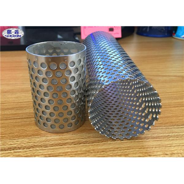 Welded Perforated Filter Tube , Smooth Flat Surface Perforated Metal Pipe