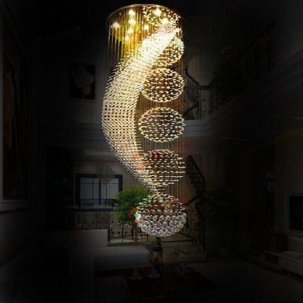 New modern spiral design K9 chandelier LED crystal lights large chandeliers(WH-NC-25)