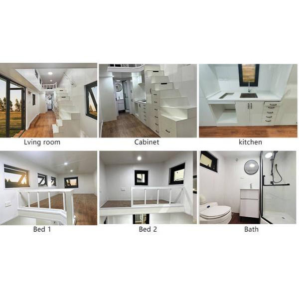 Coste de la casa minúscula prefabricada confeccionada del marco de acero en las ruedas con el remolque