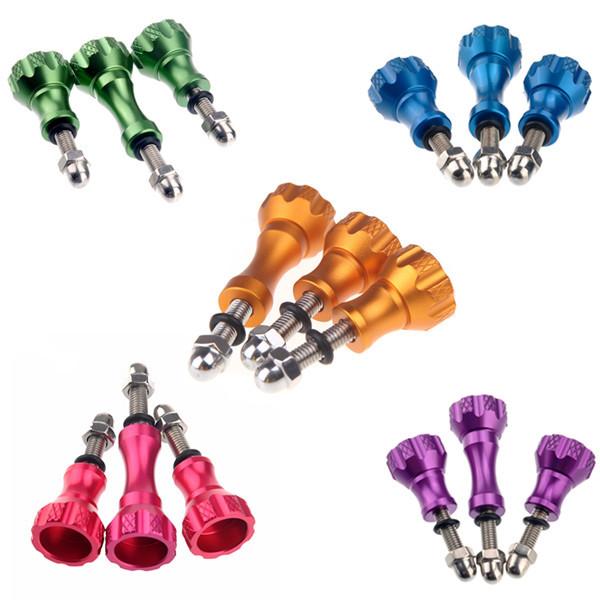Aluminum 1 Long And 2 Short Thumb Knob Bolt Nut Screw For GoPro Hero 4 3+ Xiaomi yi 4K SJCAM Camera