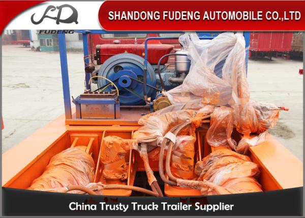 Detachable Gooseneck Lowboy Semi Trailer , Three Axle Low Bed Truck Trailer