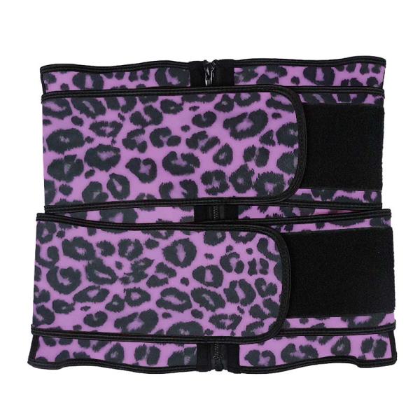 Ремень пурпурного тренера талии молнии латекса леопарда двойной плюс корсет Underbust размера