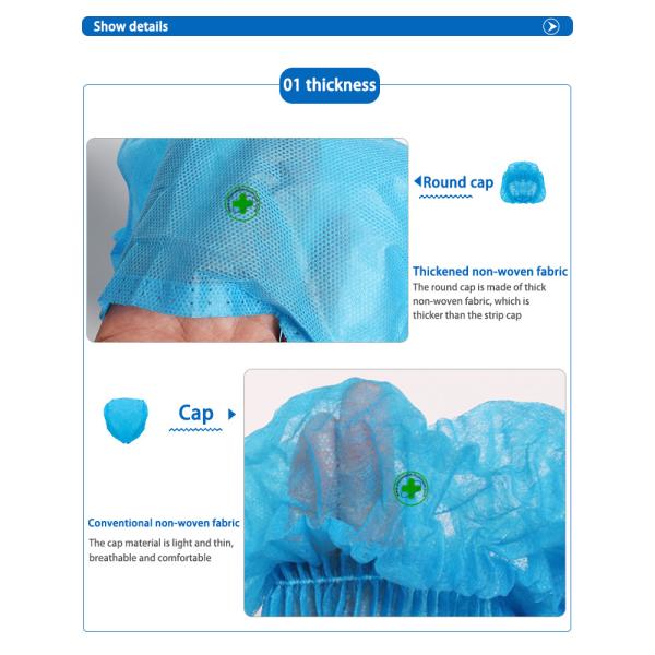 Non Woven Fabric Disposable Protective Suit Hospital Medical Surgical Nursing Cap