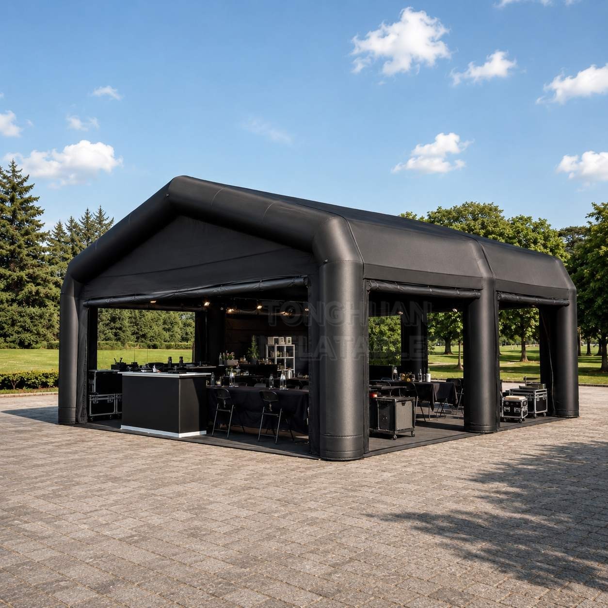 Commercial Inflatable Party Tent Black Pavilion Shelter with Spacious Interior for Hospitality Areas Event Rentals Exhibitions and Temporary Outdoor Venues