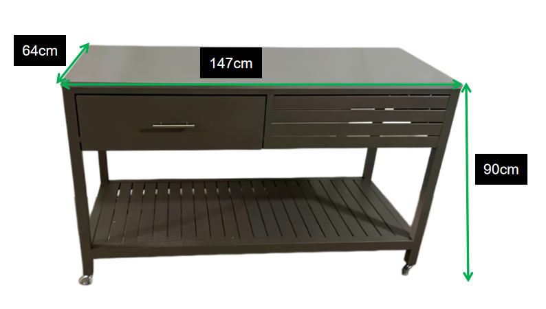 Hotel Heavy Duty Stainless Steel Kitchen Cart with Locking Wheels and Drawers for Poolside Grilling