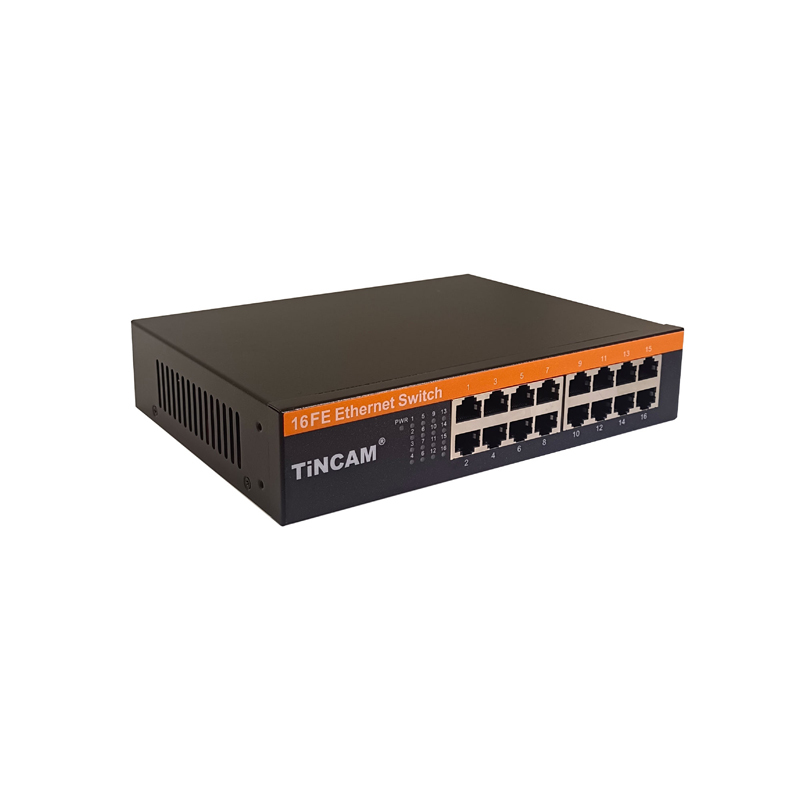 16-Port 10/100Mbps Fast Ethernet Switch Mini Desktop Metal Case with Built-in Power Supply TBC-S4016NS
